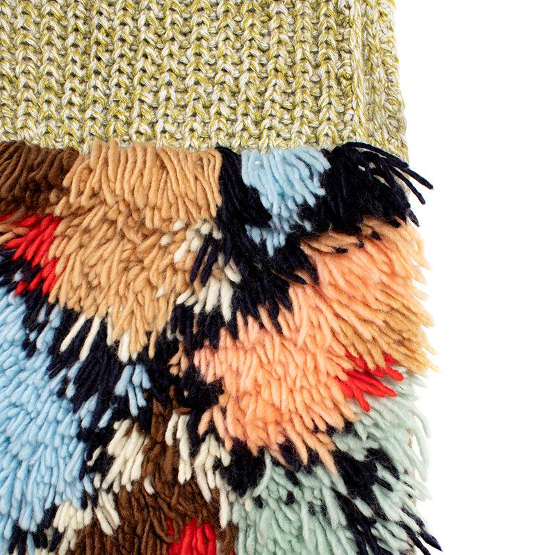 LUX CASHMERE RIB SCARF WITH CRAFT FUR